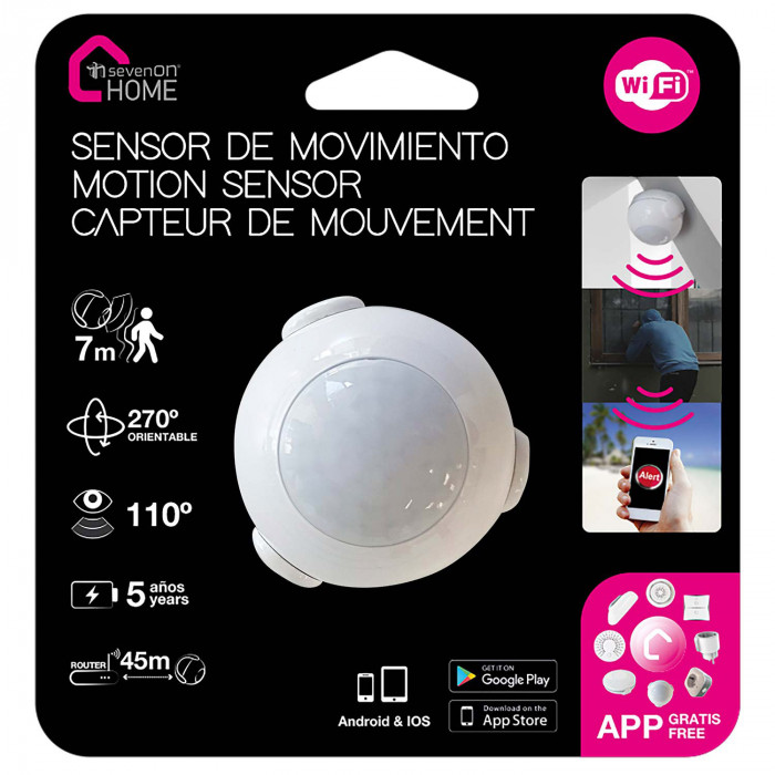 ZEYLINK Sensor Movimiento PIR WIFI Inteligente Alerta a Celular App