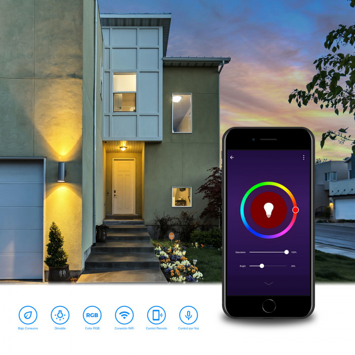 Bombilla LED Inteligente WiFi. RGB+CCT. Control mediante App Smart Life.  Compatible con Alexa y Google Home