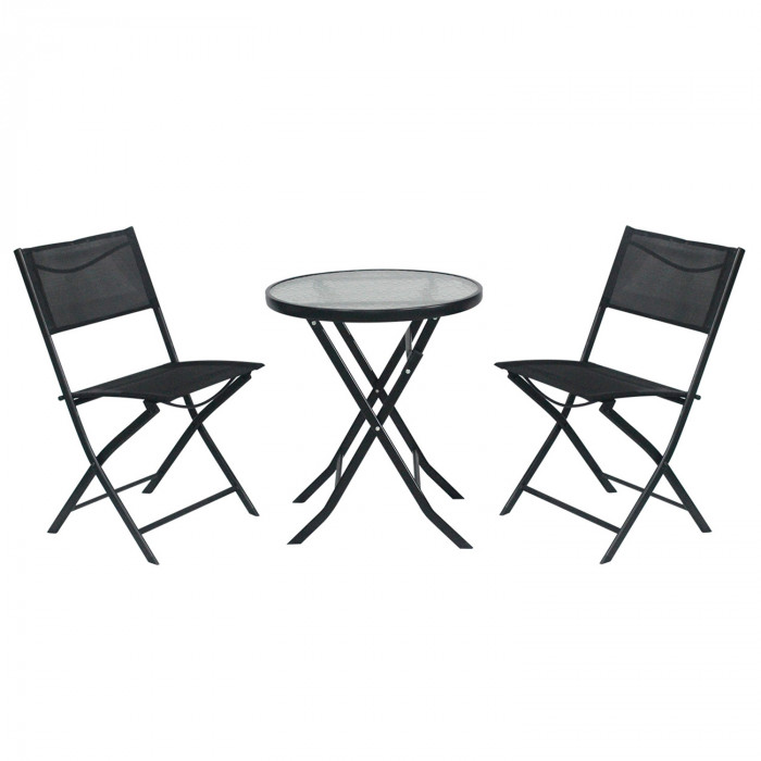 Conjunto Elisia barato de mesa redonda pequeña y 2 sillas plegables de  balcón