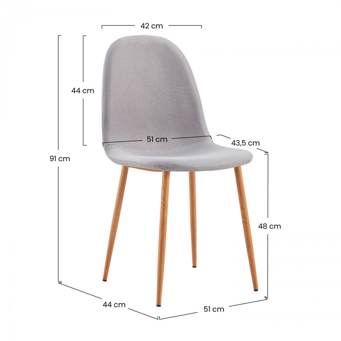 Pack 2 sillas poliuretano combinado en dos colores blanca/gris cocina  89x43x45